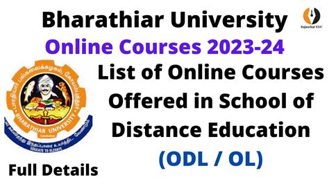 List of Online Courses (ODL & OL) offered 2023-24|School of Distance Education|Bharathiar ...