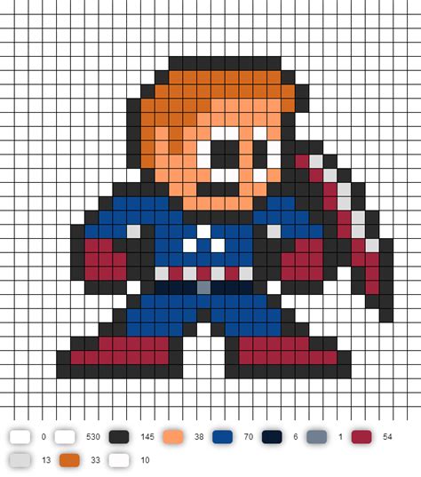 Captain America (Avengers) Perler Bead Pattern | Pixel art pattern, Pixel art, Perler patterns