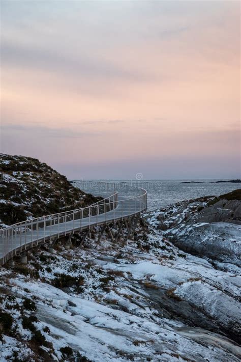 Hiking Path Atlantic Ocean Road Sunset Stock Image - Image of sunshine ...