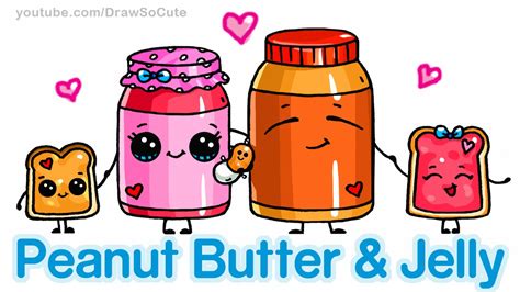 How to Draw Cute Cartoon Food - Peanut Butter and Jelly Sandwich - YouTube