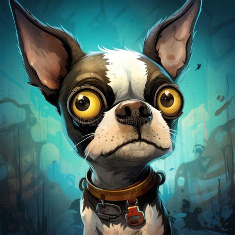 Animated Dog with Yellow Eyes in 2d Game Art Style Stock Illustration ...