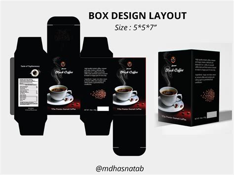 Box design layout black coffee free package design guideline by Md Hasnat on Dribbble