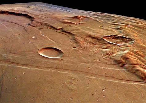 ESA - A heavily eroded impact crater at Solis Planum, in the Thaumasia region of Mars, seen by ...