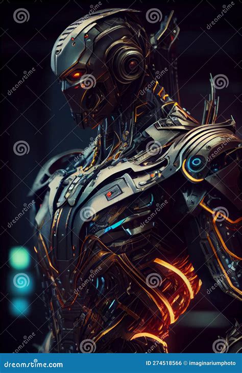 Futuristic Humanoid Robot. Sci Fi Concept Stock Illustration - Illustration of cyberpunk, dead ...