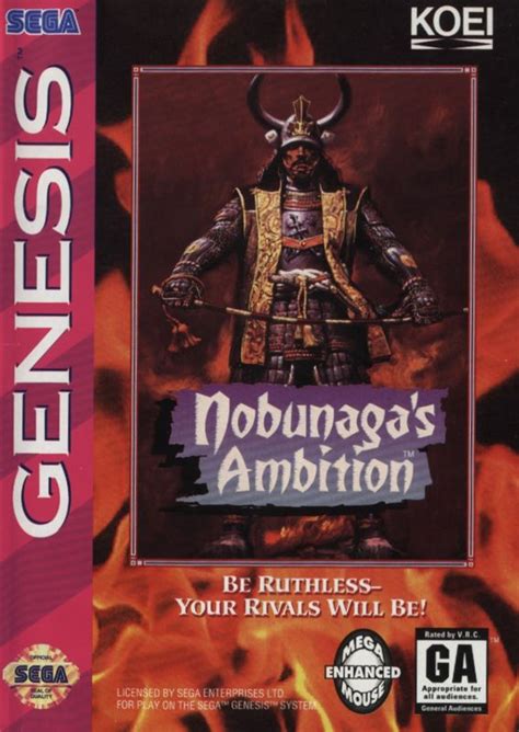 Nobunaga's Ambition (1993) Genesis box cover art - MobyGames