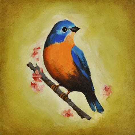 Backyard Bird Paintings 8 x 8 Inch Betty Bluebird