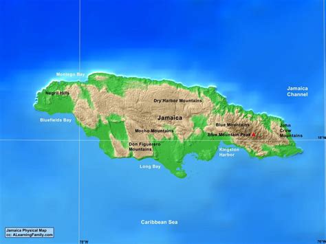 Jamaica mountains map - Map of jamaica mountains (Caribbean - Americas)