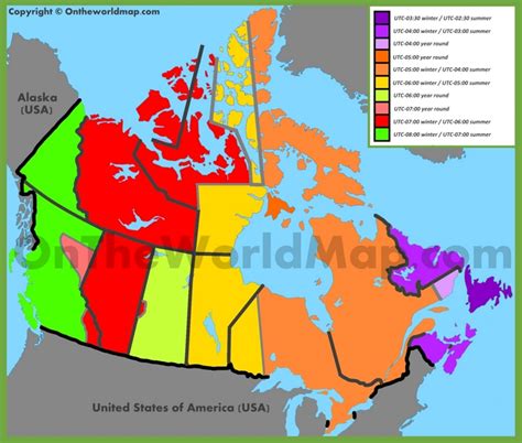 Canada time zone map - Ontheworldmap.com