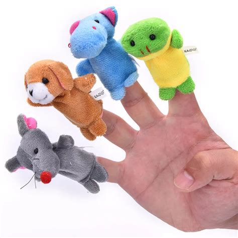 10pcs/set Cartoon Animal Finger Puppet Baby Plush Toys Family Dolls Kids Finger Toy for Children ...