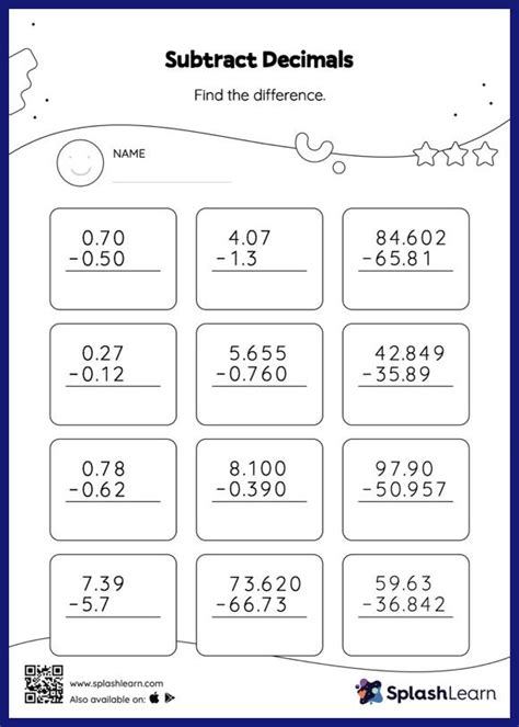 Subtraction Of Decimals Worksheets Grade 5