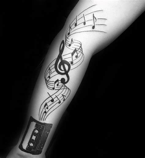 50 Music Staff Tattoo Designs For Men - Musical Pitch Ink Ideas | Music staff tattoo, Music ...