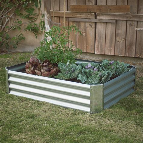 Belham Living Emery Corrugated Metal Raised Garden Bed with Lining ...