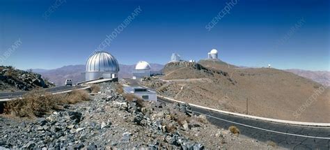 Telescope domes at La Silla observatory, Chile - Stock Image - R122/0147 - Science Photo Library