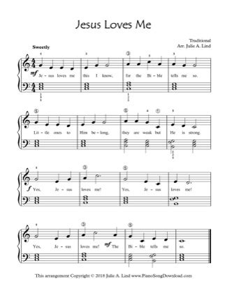 Jesus Loves Me - Kids (Lvl 2) Free Piano Sheet Music PDF