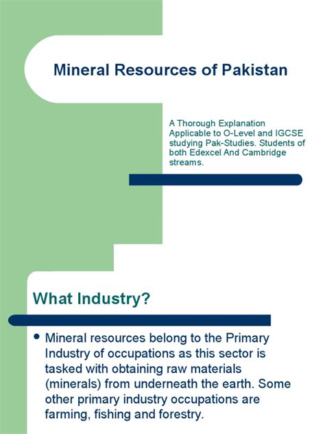 Mineral Resources of Pakistan | Mining | Cement