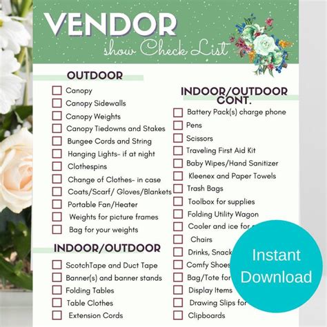 Craft Show Checklist Printable Direct Sales Checklist | Etsy in 2022 ...