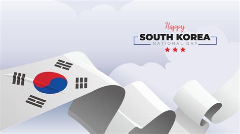 Premium Vector | South korea national day greeting banner with waving national flag on white ...