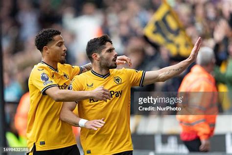 Pedro Neto of Wolves celebrates scoring their side's first goal of ...