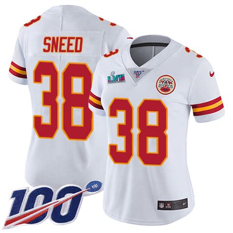 Chiefs #38 L’Jarius Sneed White Super Bowl Lvii Patch Women’S Stitched Nfl 100Th Season Vapor ...