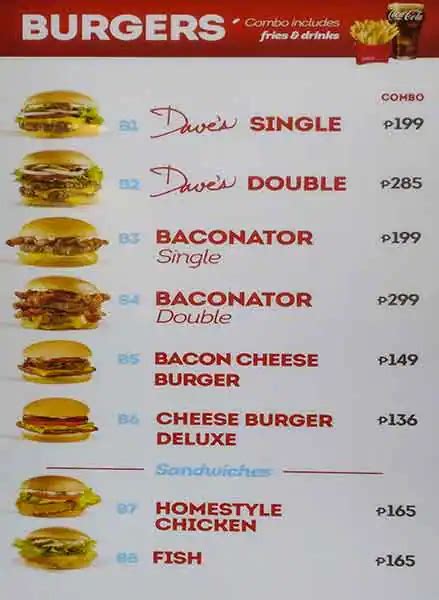 Menu at Wendy's - SM Annex fast food, Quezon City, M24H+MGQ