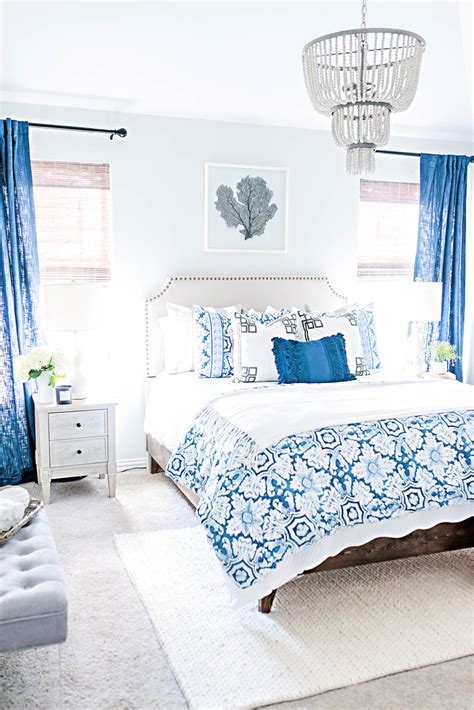 Blue and White Coastal Guest Bedroom Reveal | White guest bedroom ...