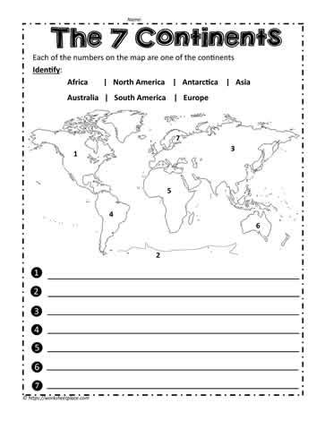 Name the Continents Worksheets