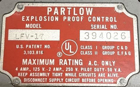 Partlow LFV-17 Thermostat 2/4A 125/250V Explosion Group Control – Surplus Select