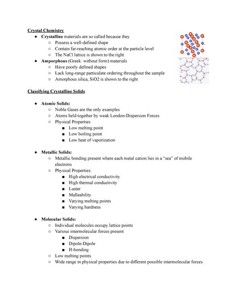 Solid State Chemistry Notes - Crystal Chemistry Crystalline materials are so called because they ...