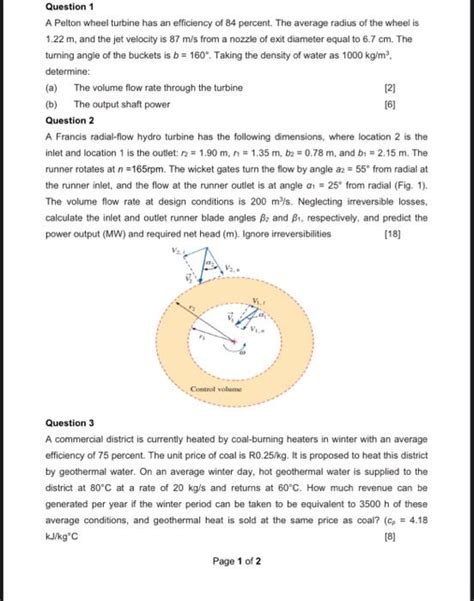 Solved A Pelton wheel turbine has an efficiency of 84 | Chegg.com