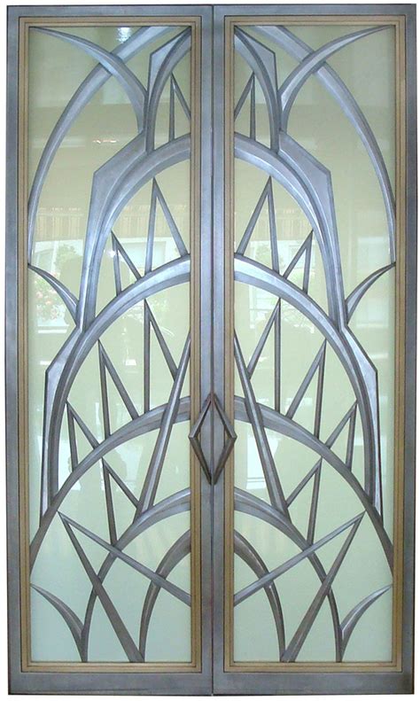 Art Deco style glass doors, created by Eric David Laxman for a penthouse apartment in New York ...