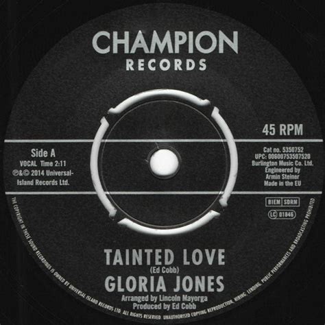 Gloria Jones - Tainted Love / Come Go With Me (2014, Vinyl) | Discogs