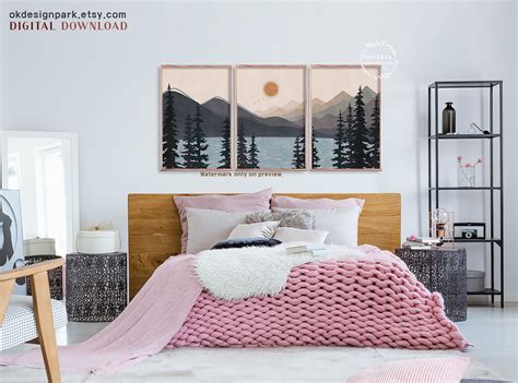 Abstract Mountain Sunset Poster Sun and Mountain Wall Art - Etsy