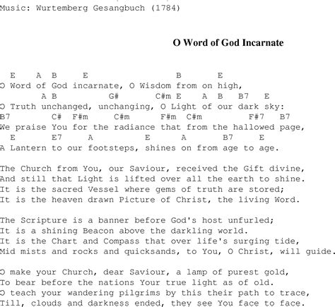 O Word of God Incarnate - Christian Gospel Song Lyrics and Chords