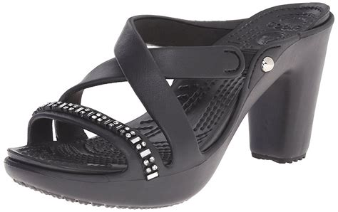 crocs Women's Cyprus IV Rhinestone Heel Dress Sandal, Black/Black, 5 B ...