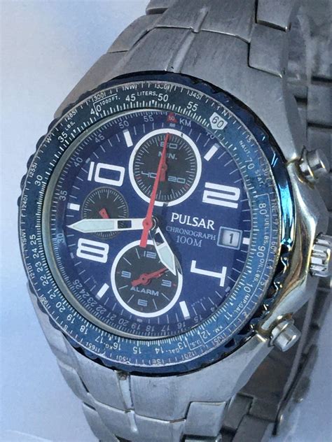 Pre-Owned Stainless Steel Pulsar Chronograph 100M Men’s Watch For Sale ...