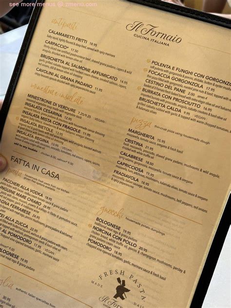 Online Menu of Il Fornaio Restaurant, Coronado, California, 92118 - Zmenu