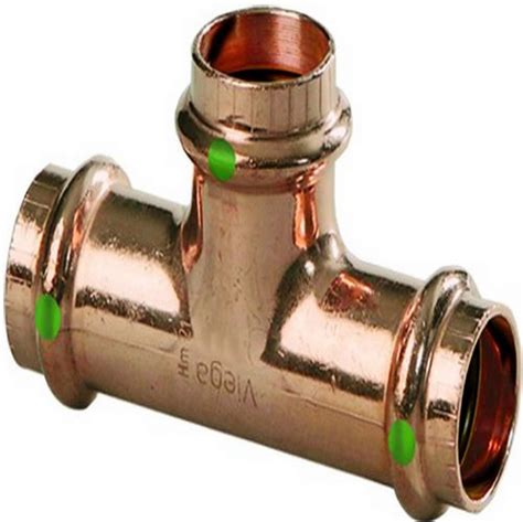 Viega 77437 ProPress Zero Lead Copper Tee with 1-Inch by 1-Inch by 3/4 ...