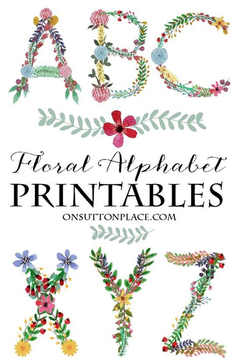 Floral Alphabet Printables Digital Downloads - On Sutton Place