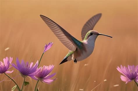 Premium AI Image | A delicate hummingbird fluttering gracefully through ...