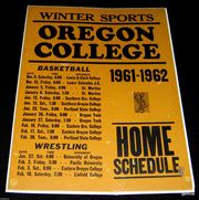 OREGON COLLEGE 1961-1962 WRESTLING BASKETBALL SCHEDULE POSTER WESTERN UNIVERSITY -- garthnw ...