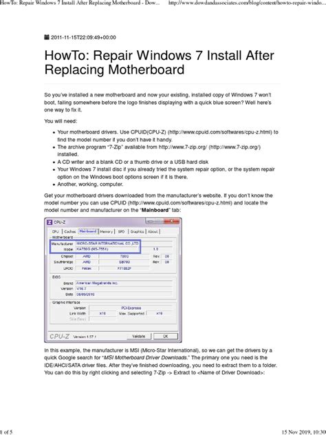 HowTo - Repair Windows 7 Install After Replacing Motherboard - Dowd and ...