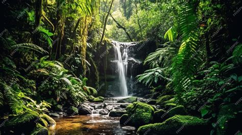 Premium AI Image | A waterfall in the jungle wallpapers