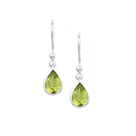 Classic White Gold Peridot Bead Drop Earrings - London Road Jewellery