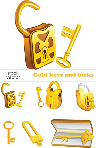 Set of gold color keys8 locks vector Free vector in Adobe Illustrator ...