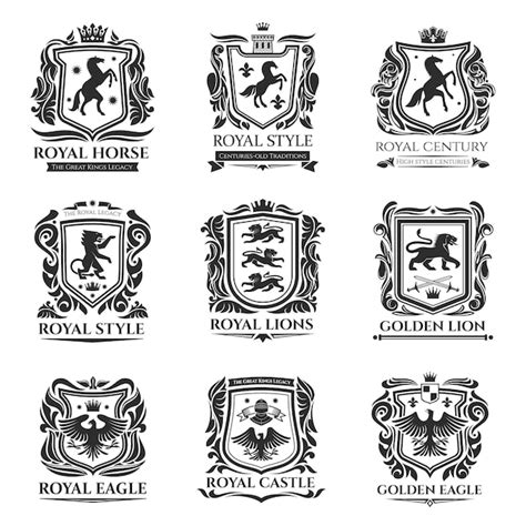 Premium Vector | Royal heraldry medieval horse and animals icons