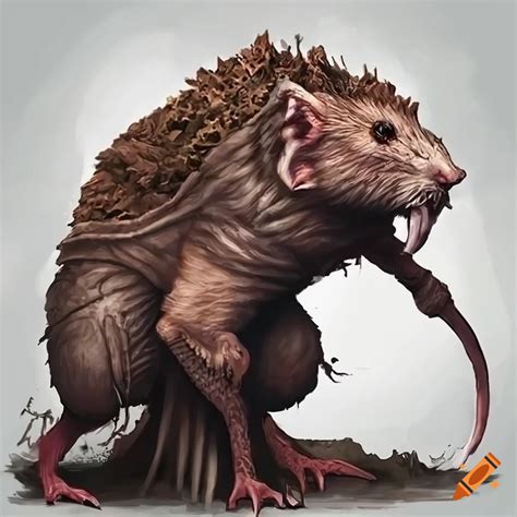 Image of a d&d giant rat made of brown rock on Craiyon