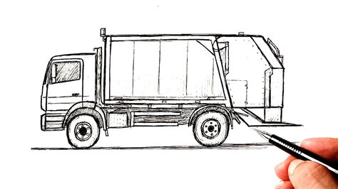 Easy Simple Garbage Truck Drawing : Coloring Truck Garbage Pages Kenworth Mail Transportation ...