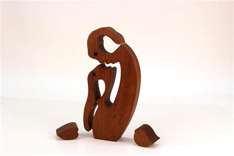 Mid-Century Modern Carved Wood Puzzle Sculpture For Sale at 1stDibs