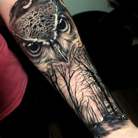 🦉 🙏🏻⚡👏 Owl & Tree Artist: @victorlosnitattoos ——————————————————————— ⚜ ...