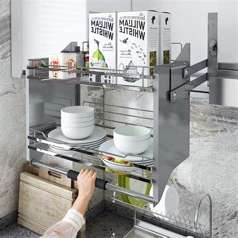Amazon.com: WHIFEA Pull-Down Cabinet Organizer Drop Down Shelf Blind Dish and Spice Rack Inner ...